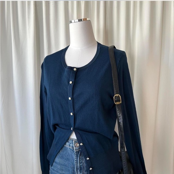 WHBM blue button-up cardigan size Large. - Picture 3 of 8